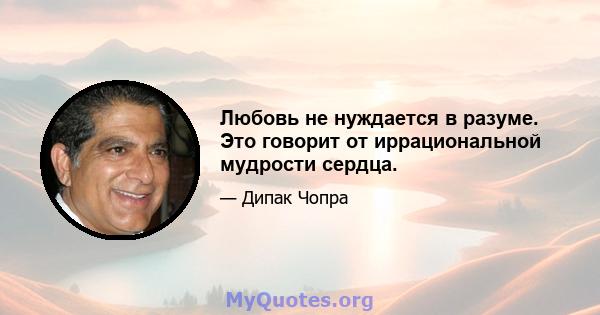 Любовь не нуждается в разуме. Это говорит от иррациональной мудрости сердца.