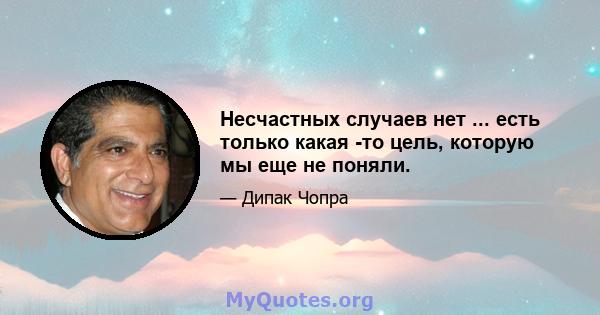 Несчастных случаев нет ... есть только какая -то цель, которую мы еще не поняли.