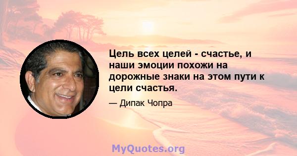 Цель всех целей - счастье, и наши эмоции похожи на дорожные знаки на этом пути к цели счастья.