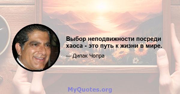 Выбор неподвижности посреди хаоса - это путь к жизни в мире.