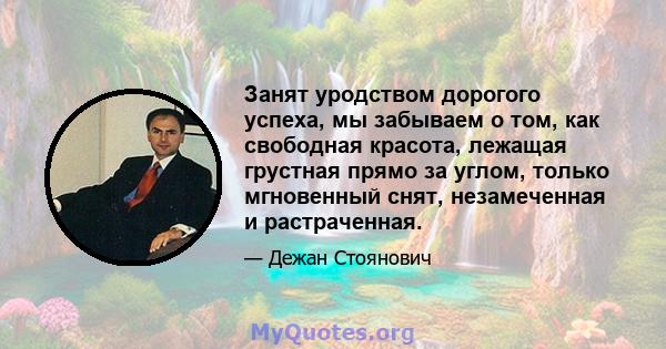 Занят уродством дорогого успеха, мы забываем о том, как свободная красота, лежащая грустная прямо за углом, только мгновенный снят, незамеченная и растраченная.