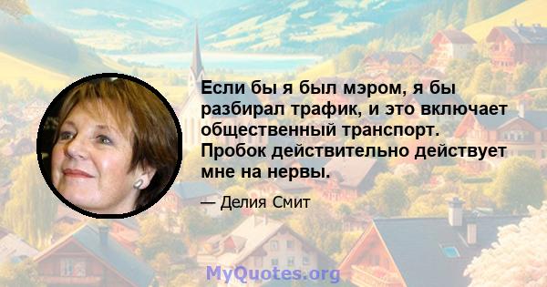 Если бы я был мэром, я бы разбирал трафик, и это включает общественный транспорт. Пробок действительно действует мне на нервы.