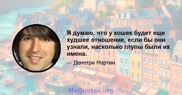 Я думаю, что у кошек будет еще худшее отношение, если бы они узнали, насколько глупы были их имена.