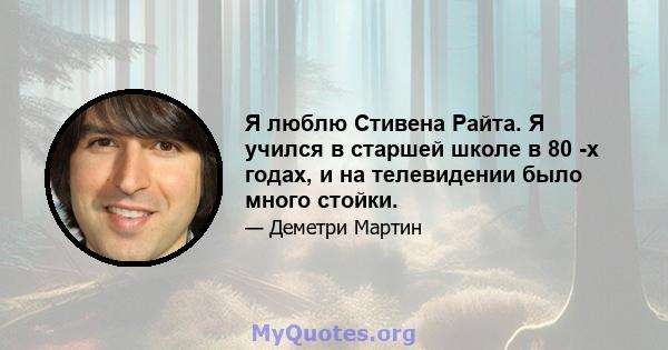 Я люблю Стивена Райта. Я учился в старшей школе в 80 -х годах, и на телевидении было много стойки.