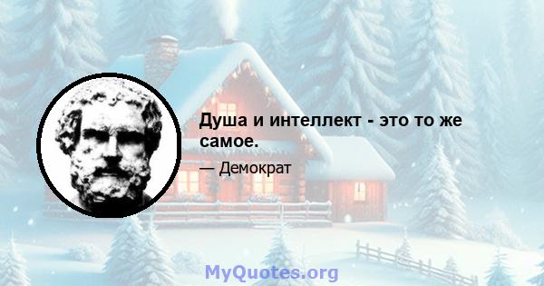 Душа и интеллект - это то же самое.