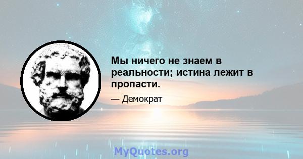 Мы ничего не знаем в реальности; истина лежит в пропасти.