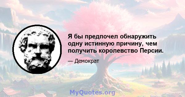 Я бы предпочел обнаружить одну истинную причину, чем получить королевство Персии.