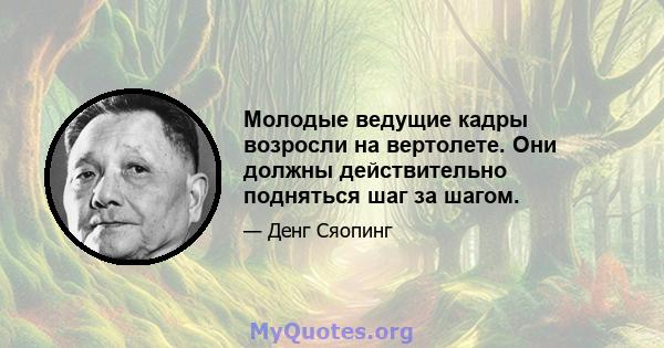 Молодые ведущие кадры возросли на вертолете. Они должны действительно подняться шаг за шагом.