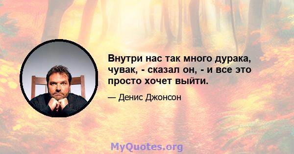 Внутри нас так много дурака, чувак, - сказал он, - и все это просто хочет выйти.