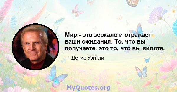 Мир - это зеркало и отражает ваши ожидания. То, что вы получаете, это то, что вы видите.