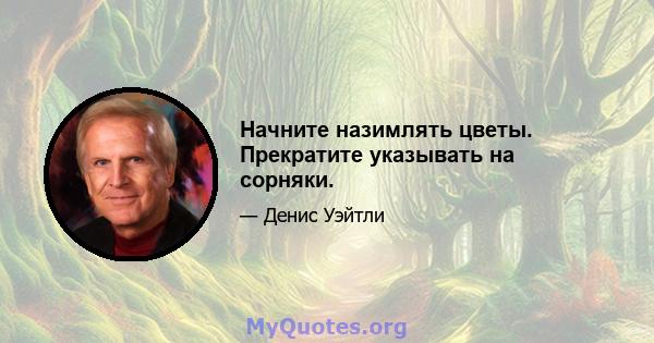 Начните назимлять цветы. Прекратите указывать на сорняки.