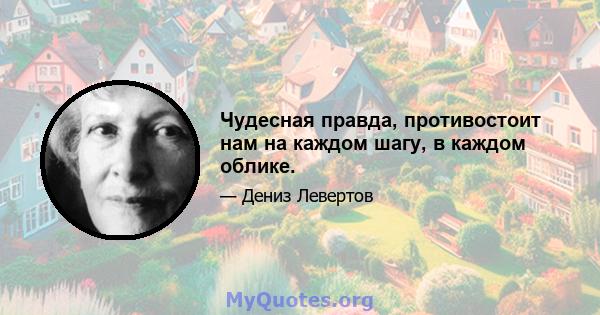 Чудесная правда, противостоит нам на каждом шагу, в каждом облике.