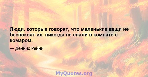 Люди, которые говорят, что маленькие вещи не беспокоят их, никогда не спали в комнате с комаром.