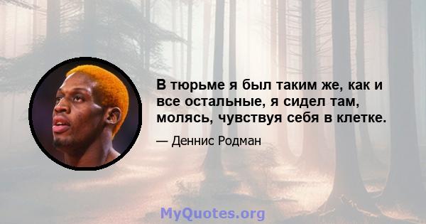 В тюрьме я был таким же, как и все остальные, я сидел там, молясь, чувствуя себя в клетке.