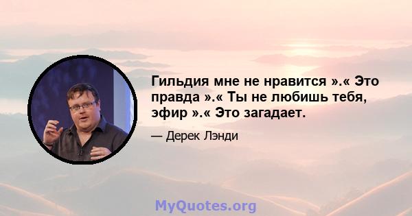 Гильдия мне не нравится ».« Это правда ».« Ты не любишь тебя, эфир ».« Это загадает.