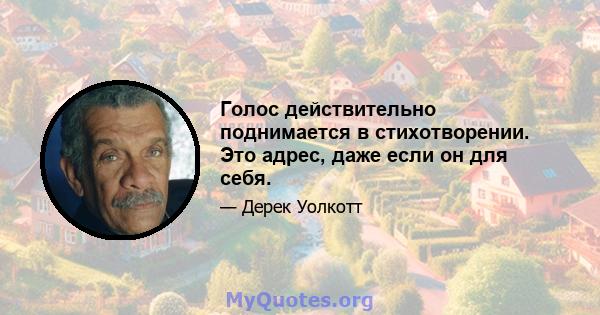 Голос действительно поднимается в стихотворении. Это адрес, даже если он для себя.