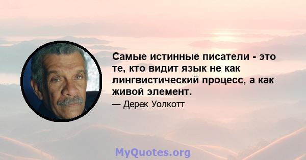 Самые истинные писатели - это те, кто видит язык не как лингвистический процесс, а как живой элемент.