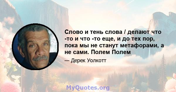 Слово и тень слова / делают что -то и что -то еще, и до тех пор, пока мы не станут метафорами, а не сами. Полем Полем