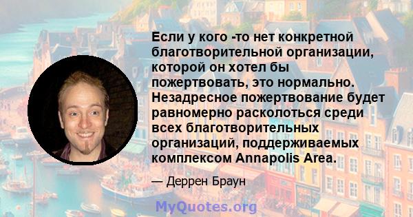 Если у кого -то нет конкретной благотворительной организации, которой он хотел бы пожертвовать, это нормально. Незадресное пожертвование будет равномерно расколоться среди всех благотворительных организаций,