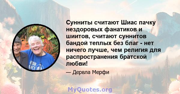 Сунниты считают Шиас пачку нездоровых фанатиков и шиитов, считают суннитов бандой теплых без благ - нет ничего лучше, чем религия для распространения братской любви!