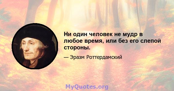 Ни один человек не мудр в любое время, или без его слепой стороны.