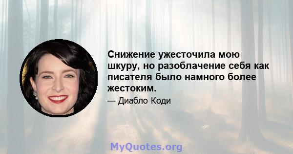 Снижение ужесточила мою шкуру, но разоблачение себя как писателя было намного более жестоким.