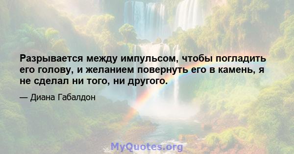 Разрывается между импульсом, чтобы погладить его голову, и желанием повернуть его в камень, я не сделал ни того, ни другого.