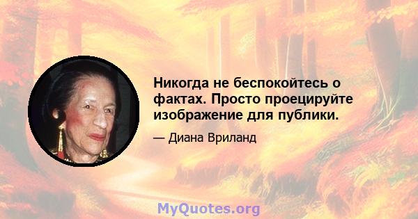 Никогда не беспокойтесь о фактах. Просто проецируйте изображение для публики.