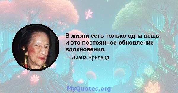 В жизни есть только одна вещь, и это постоянное обновление вдохновения.