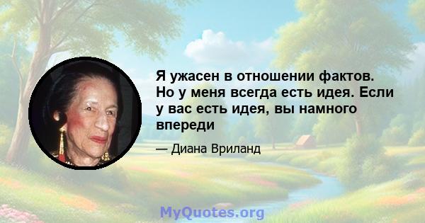 Я ужасен в отношении фактов. Но у меня всегда есть идея. Если у вас есть идея, вы намного впереди