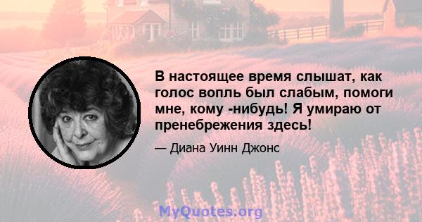 В настоящее время слышат, как голос вопль был слабым, помоги мне, кому -нибудь! Я умираю от пренебрежения здесь!