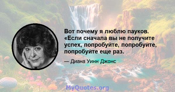 Вот почему я люблю пауков. «Если сначала вы не получите успех, попробуйте, попробуйте, попробуйте еще раз.