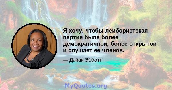 Я хочу, чтобы лейбористская партия была более демократичной, более открытой и слушает ее членов.