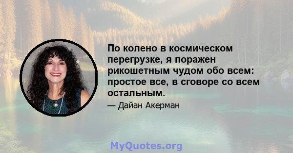 По колено в космическом перегрузке, я поражен рикошетным чудом обо всем: простое все, в сговоре со всем остальным.