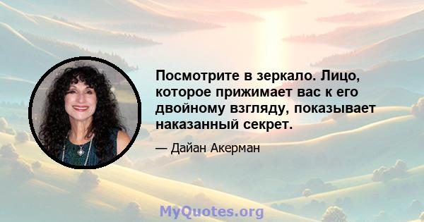 Посмотрите в зеркало. Лицо, которое прижимает вас к его двойному взгляду, показывает наказанный секрет.