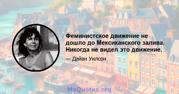 Феминистское движение не дошло до Мексиканского залива. Никогда не видел это движение.