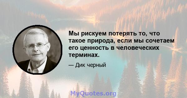 Мы рискуем потерять то, что такое природа, если мы сочетаем его ценность в человеческих терминах.