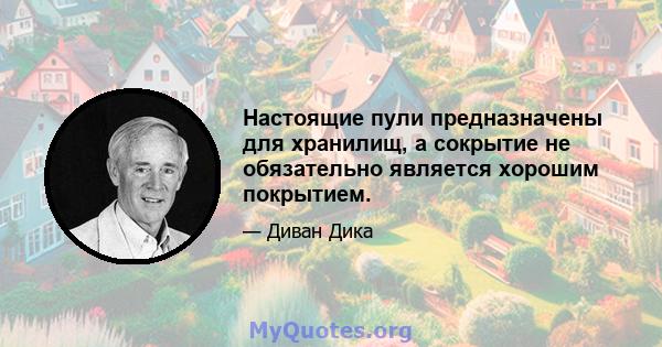 Настоящие пули предназначены для хранилищ, а сокрытие не обязательно является хорошим покрытием.