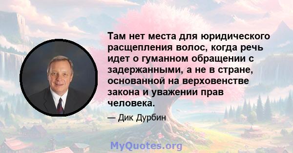 Там нет места для юридического расщепления волос, когда речь идет о гуманном обращении с задержанными, а не в стране, основанной на верховенстве закона и уважении прав человека.