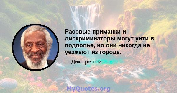 Расовые приманки и дискриминаторы могут уйти в подполье, но они никогда не уезжают из города.