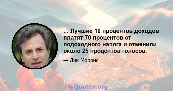 ... Лучшие 10 процентов доходов платят 70 процентов от подоходного налога и отменили около 25 процентов голосов.