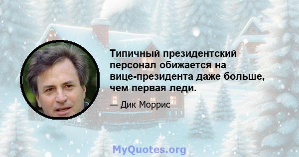 Типичный президентский персонал обижается на вице-президента даже больше, чем первая леди.