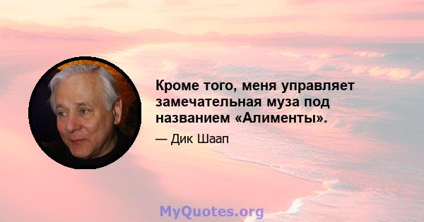 Кроме того, меня управляет замечательная муза под названием «Алименты».