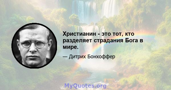 Христианин - это тот, кто разделяет страдания Бога в мире.