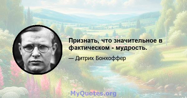 Признать, что значительное в фактическом - мудрость.