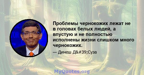 Проблемы чернокожих лежат не в головах белых людей, а впустую и не полностью исполнены жизни слишком много чернокожих.