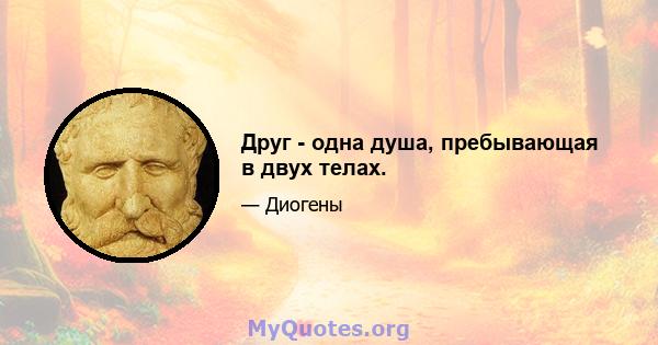 Друг - одна душа, пребывающая в двух телах.