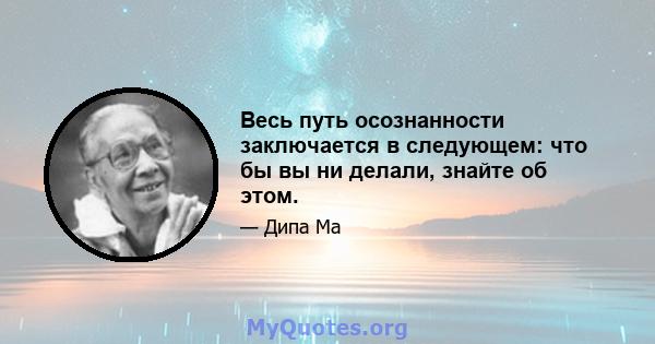 Весь путь осознанности заключается в следующем: что бы вы ни делали, знайте об этом.