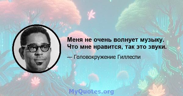 Меня не очень волнует музыку. Что мне нравится, так это звуки.