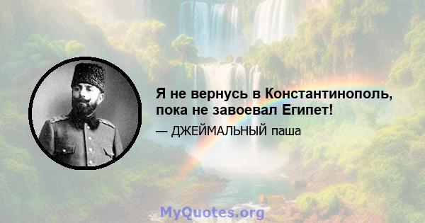 Я не вернусь в Константинополь, пока не завоевал Египет!